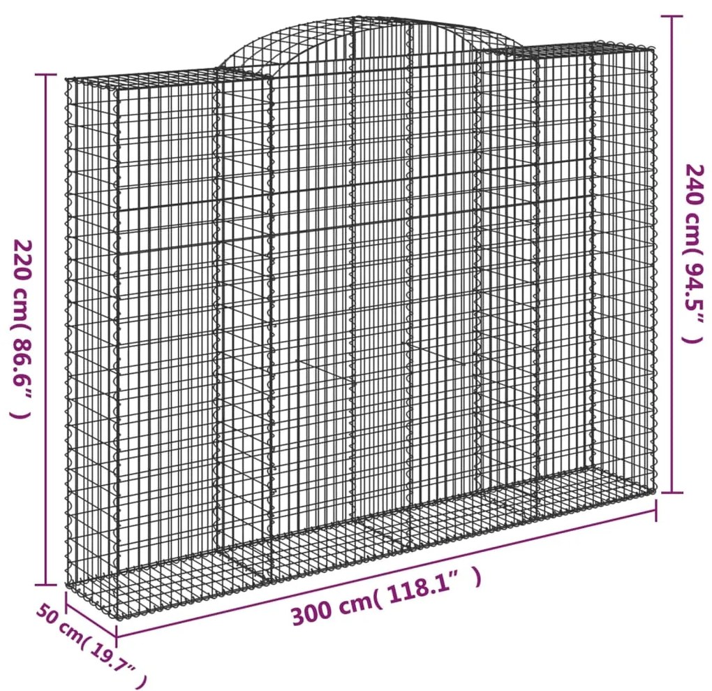 Cestos gabião arqueados 2pcs 300x50x220/240cm ferro galvanizado