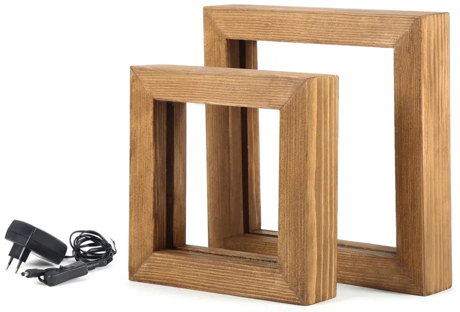 Conjunto de Candeeiros de Mesa KN11 – Castanho – 25 x 25 x 5 cm e 20 x