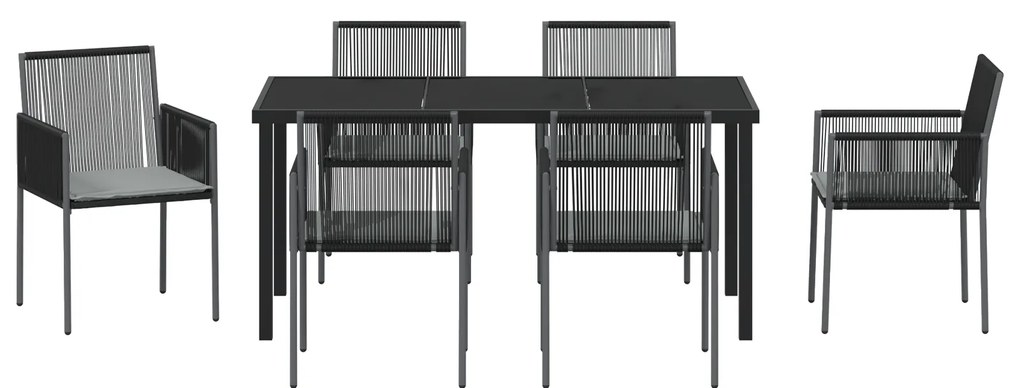Conjunto de Jantar de Jardim de 7 Peças com Almofadas em Rattan de Pol