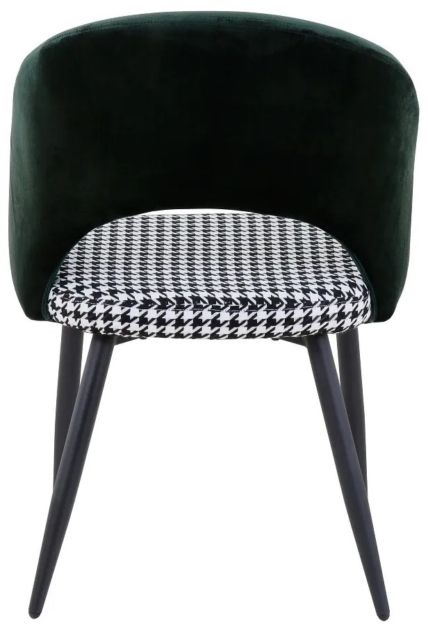 Conjunto 4 Cadeiras de Cozinha e Sala de Jantar  CLEO, metal, tecido verde com houndstooth