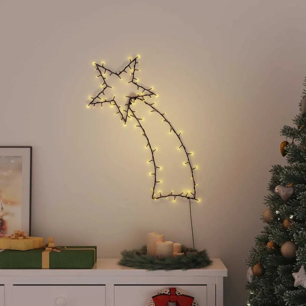 vidaXL Luzes de Natal silhueta estrela cadente 115 LEDs branco quente