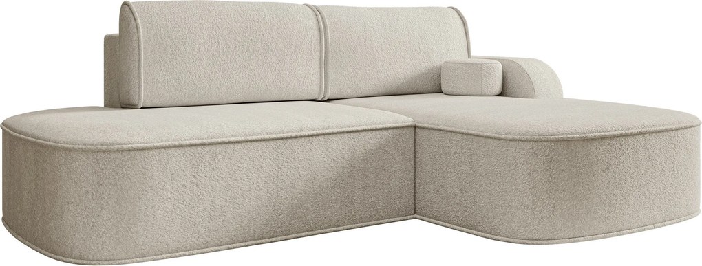 Sofá de canto Comfivo 464, Cama com arrumação, 256x177x90cm, 105 kg, Pernas: Plástico