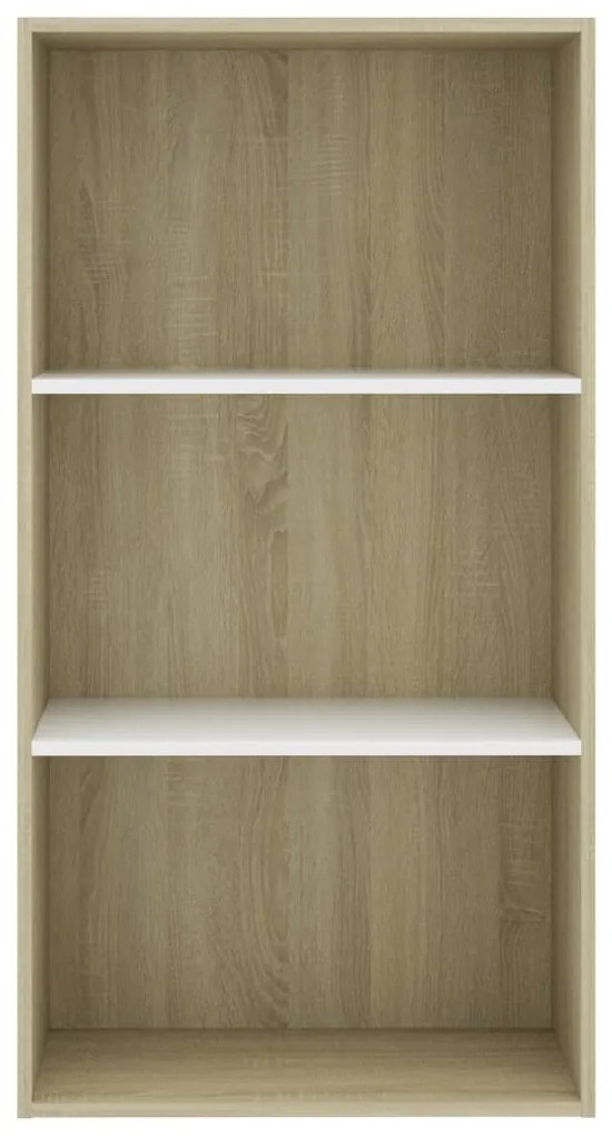 Estante 3 prateleiras 60x30x114cm contrapl. branco e carvalho