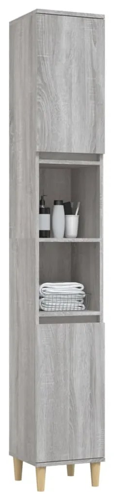 Armário WC 30x30x190 cm derivados de madeira cinzento sonoma