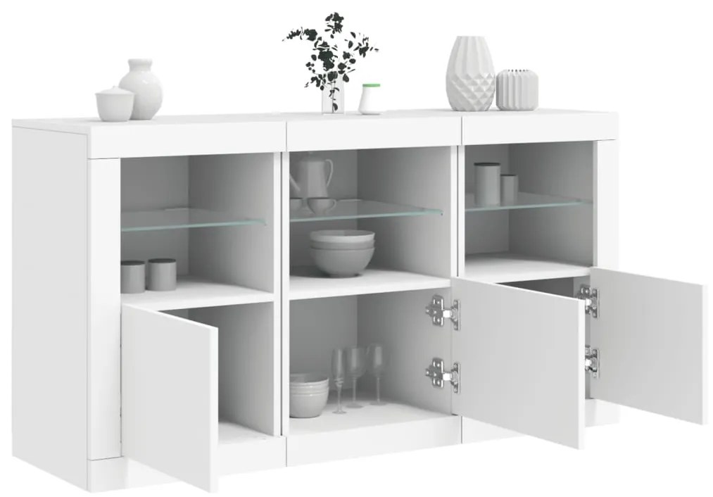 vidaXL Aparador com luzes LED 123x37x67 cm branco