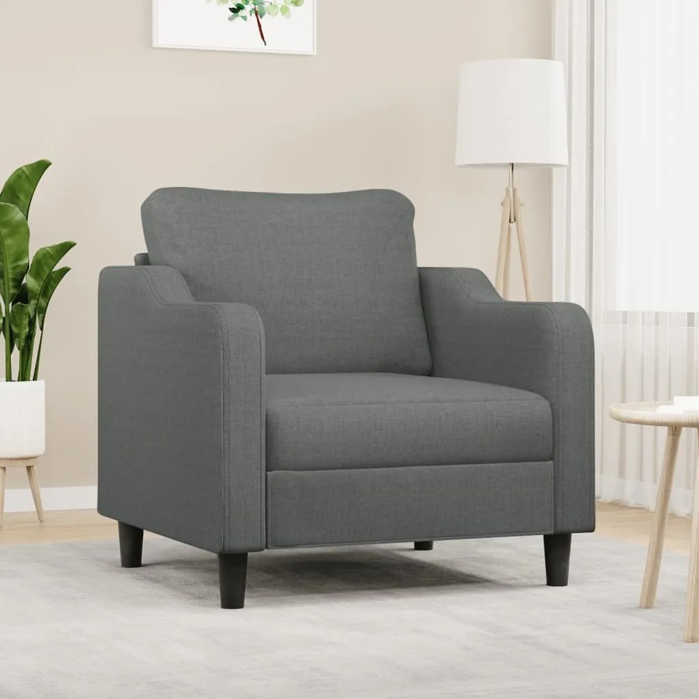 vidaXL Poltrona 60 cm tecido cinzento-escuro