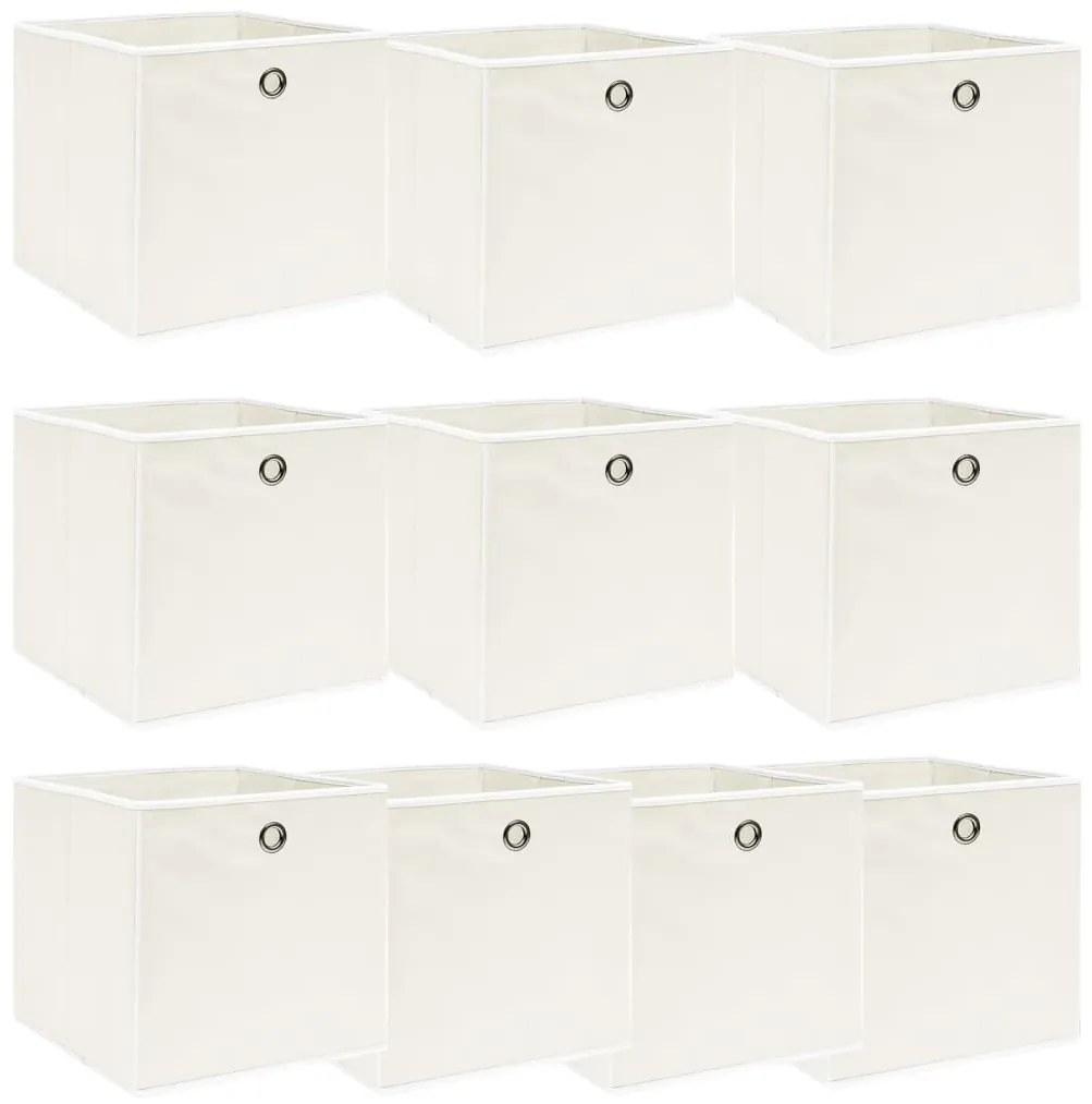 Caixas de arrumação 10 pcs 32x32x32 cm tecido branco