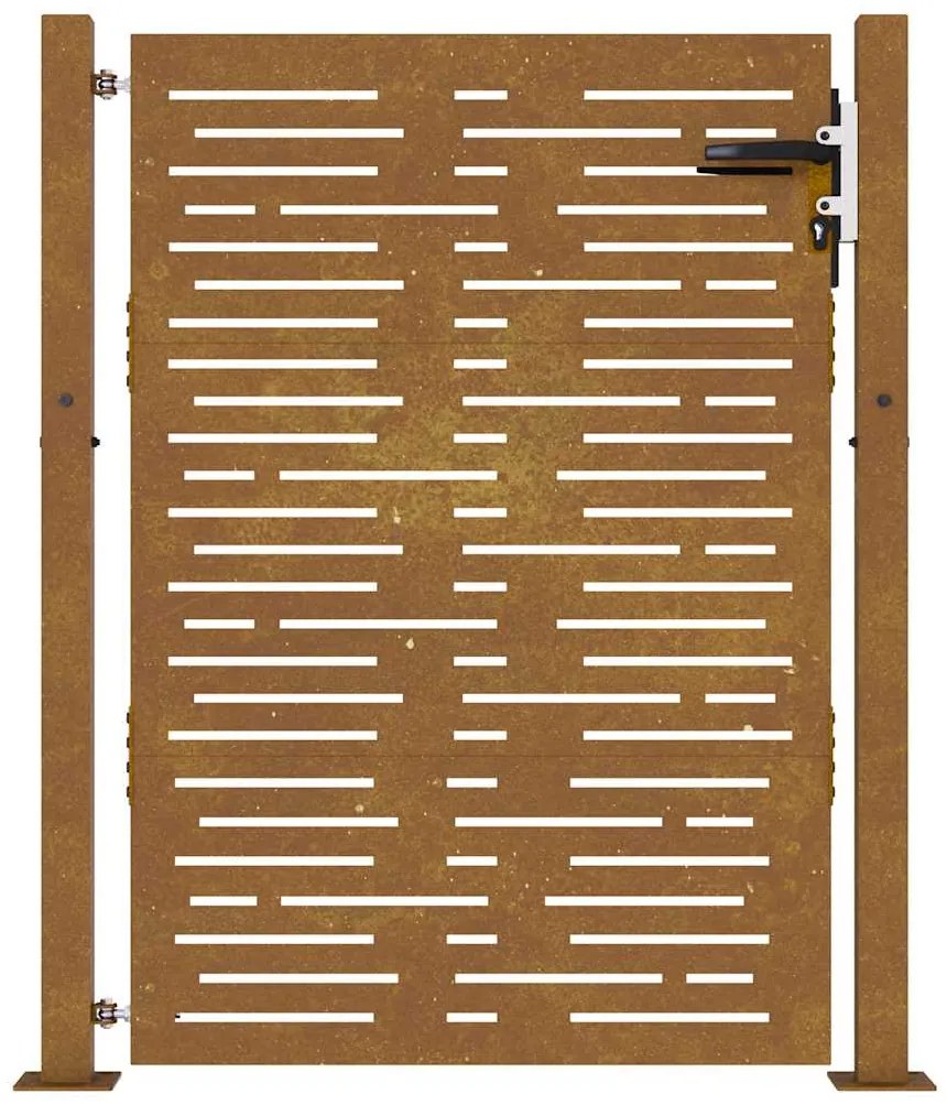 Portão de jardim 105x155 cm aço corten design bambu