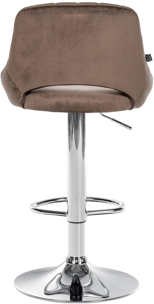 Banco alto Milet em veludo com estrutura cromada 85-106 x 47 x 48 cm Castanho