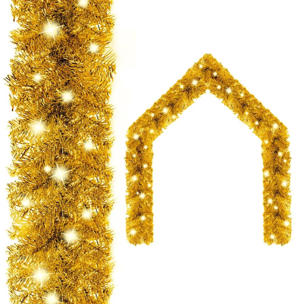Grinalda de Natal com luzes LED 5 m dourado