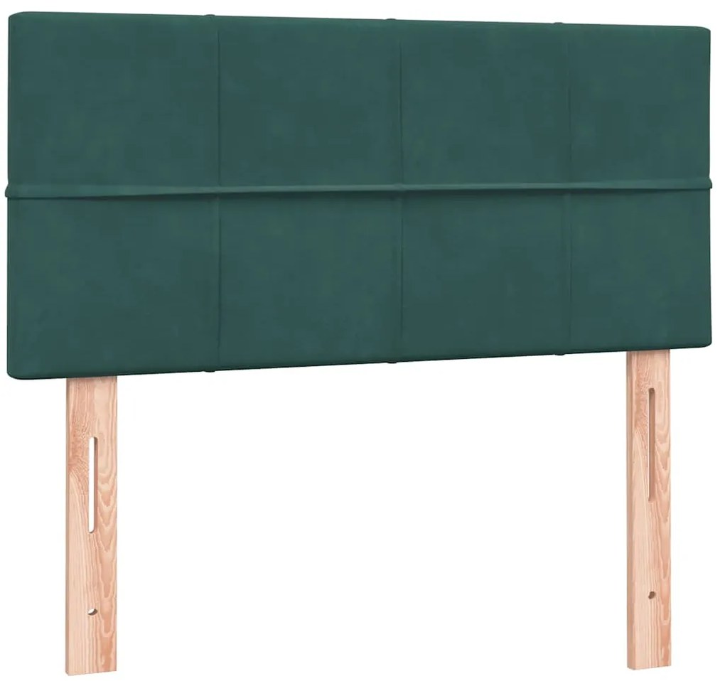 Cama com molas/colchão verde-escuro 80x220 cm veludo
