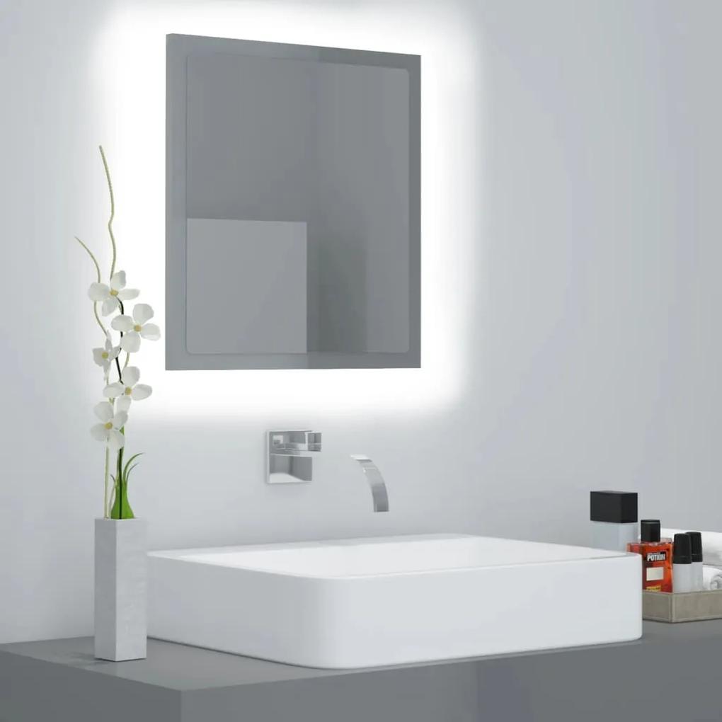 804915 vidaXL Espelho casa de banho LED 40x8,5x37cm contrap. cinza brilhante