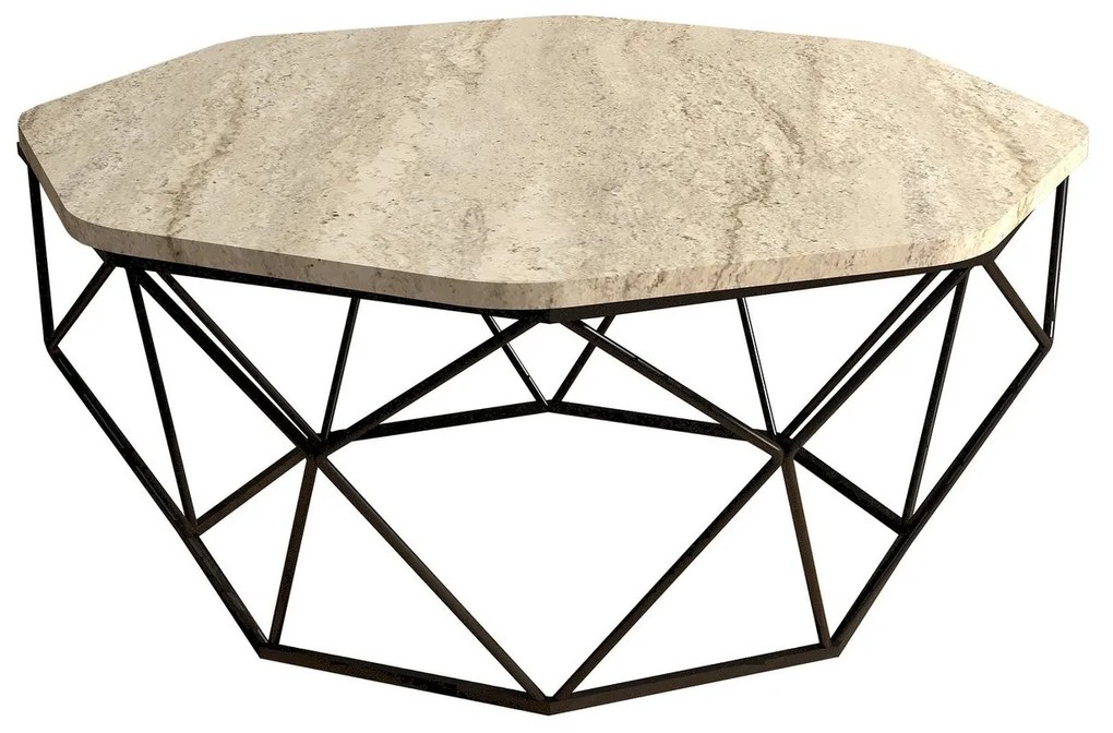 Mesa de Centro Diamond – Travertine – 90 x 38 x 90 cm