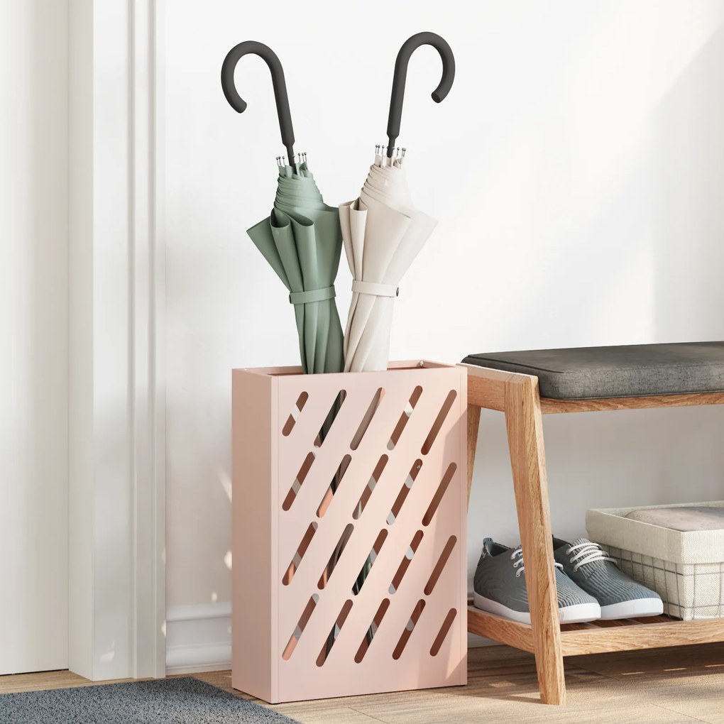 vidaXL Suporte de Guarda-chuva Rosa 28x12x41 cm em Aço