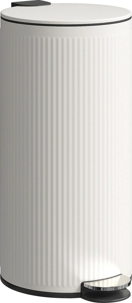 Balde do Lixo para Cozinha com Pedal 30L Cubo de Lixo Metálico com Tampa de Fecho Suave e Balde Removível 36x30x60,5 cm Creme