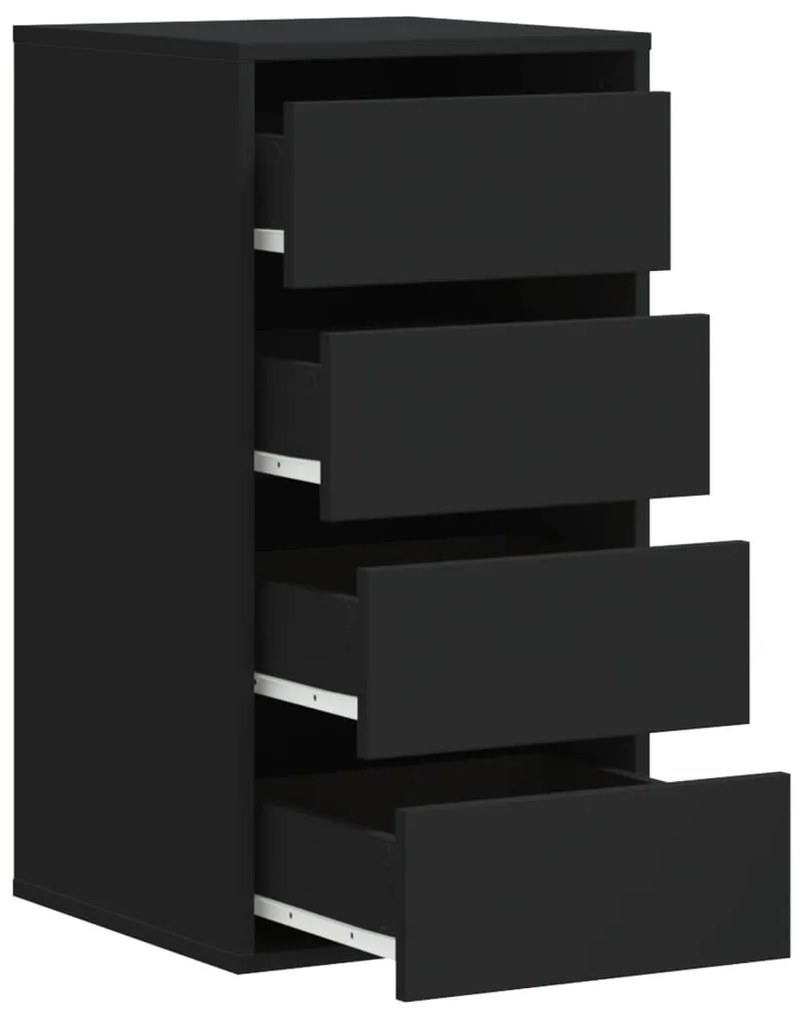 Cómoda com 4 Gavetas - 40x41x76 cm - derivados de madeira - preto