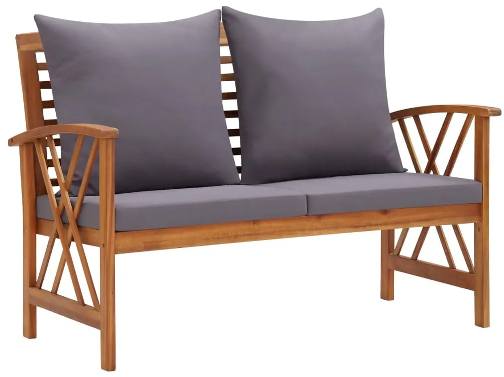 4 pcs conj. lounge jardim c/ almofadões madeira acácia maciça