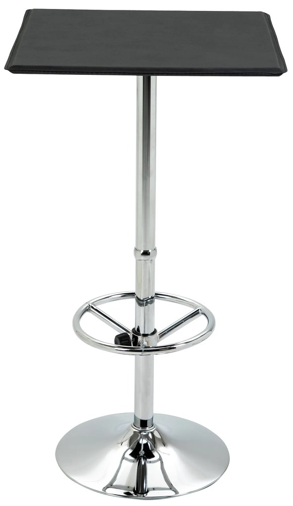 HOMCOM Mesa de Bar Mesa Alta de Cozinha com Apoio para os Pés Ajustável e Estrutura de Metal para Sala de Jantar Carga Máxima 60kg 62x62x110cm Preto e Prata