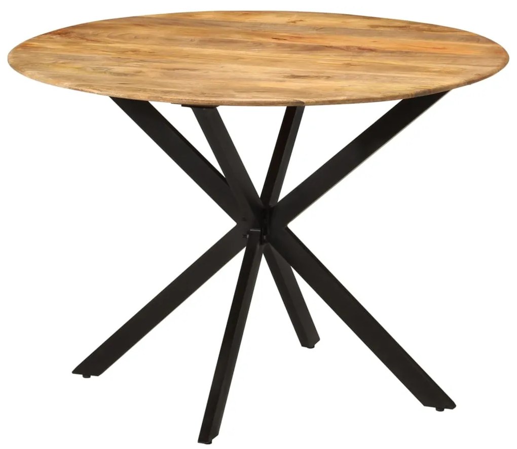 Mesa de jantar Ø110x78 cm madeira de mangueira maciça e aço