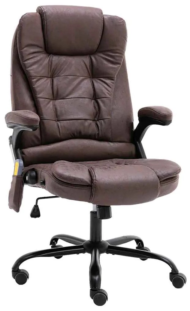 Cadeira massagens escritório couro artificial castanho-escuro