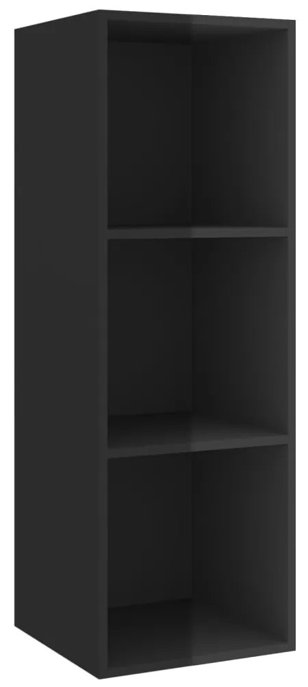 3 pcs conjunto móveis de TV derivados madeira preto brilhante