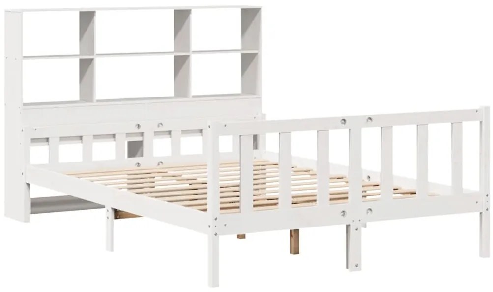 Cama com estante sem colchão 160x200 cm pinho maciço branco
