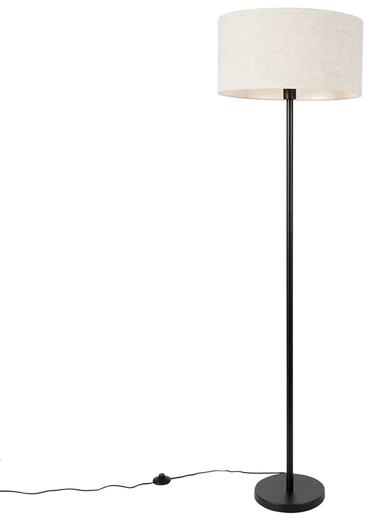 Candeeiro de pé preto com abajur cinzento claro 50 cm - Simplo Design,Moderno