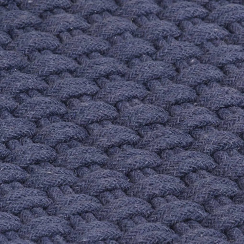 Tapete retangular natural 180x250 cm algodão azul marinho