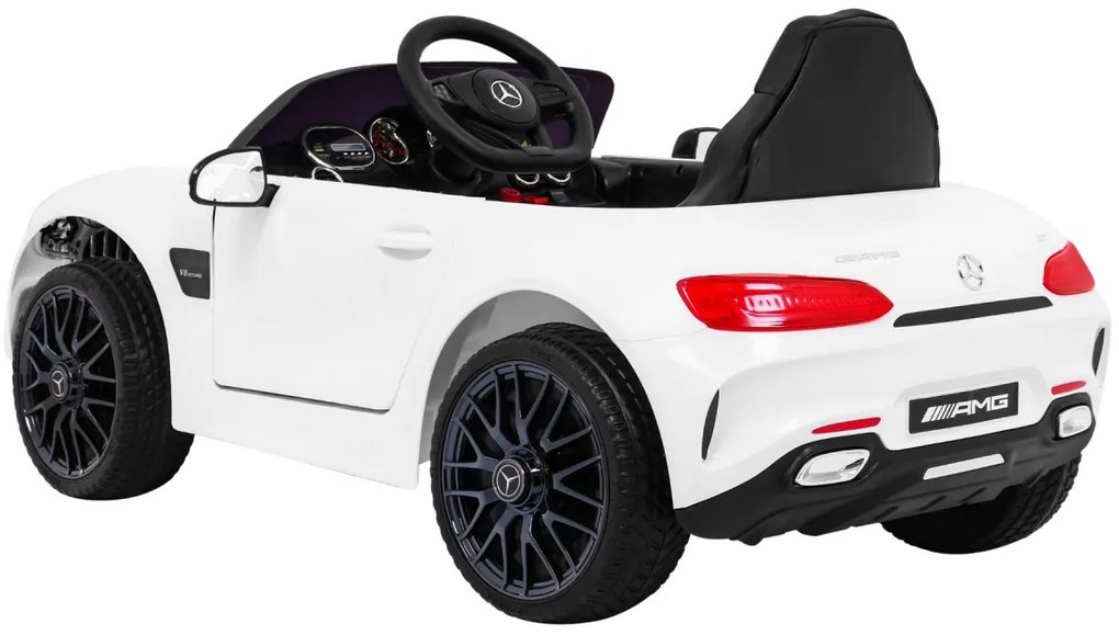 Carro elétrico para Crianças 12V Mercedes Benz GT, Rodas Espuma EVA, Assento couro ecológico Branco