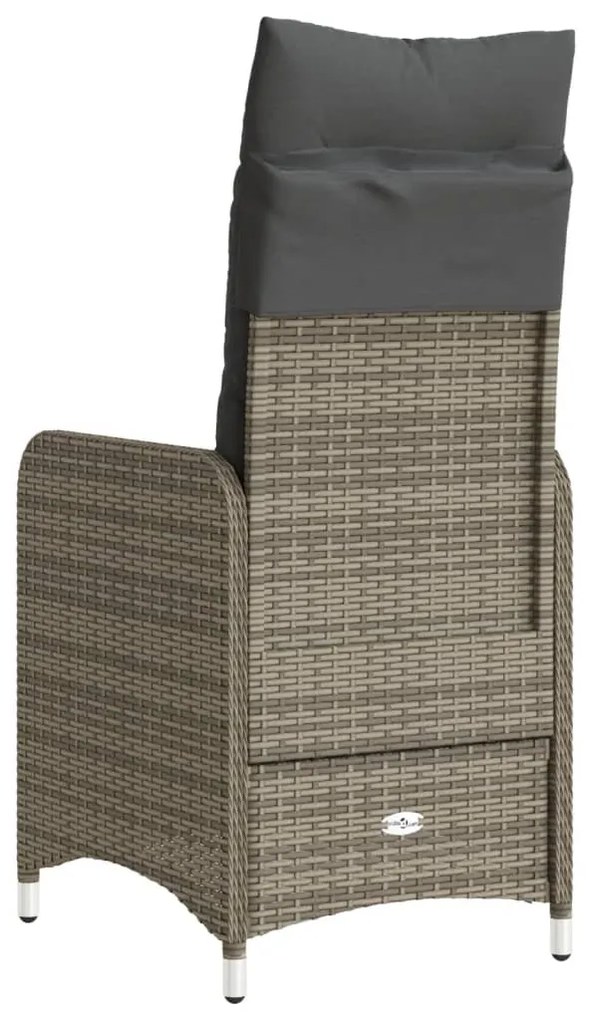 Cadeiras jardim reclináveis 2 pcs c/ almofadões vime PE cinza