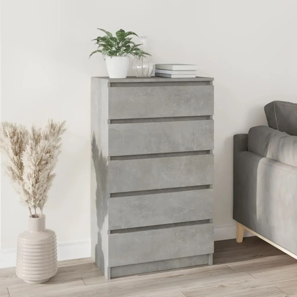 823020 vidaXL Armário de gavetas 60x36x103 cm deriv. madeira cinzento cimento