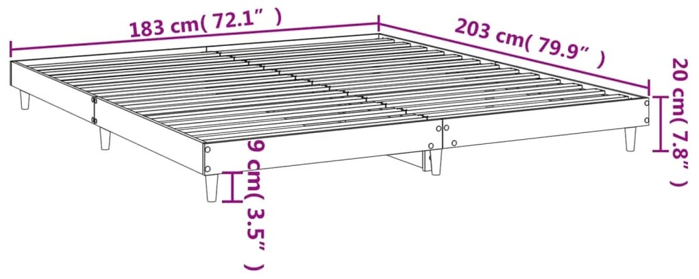 Estrutura de cama 120x200 cm derivados de madeira cinza cimento