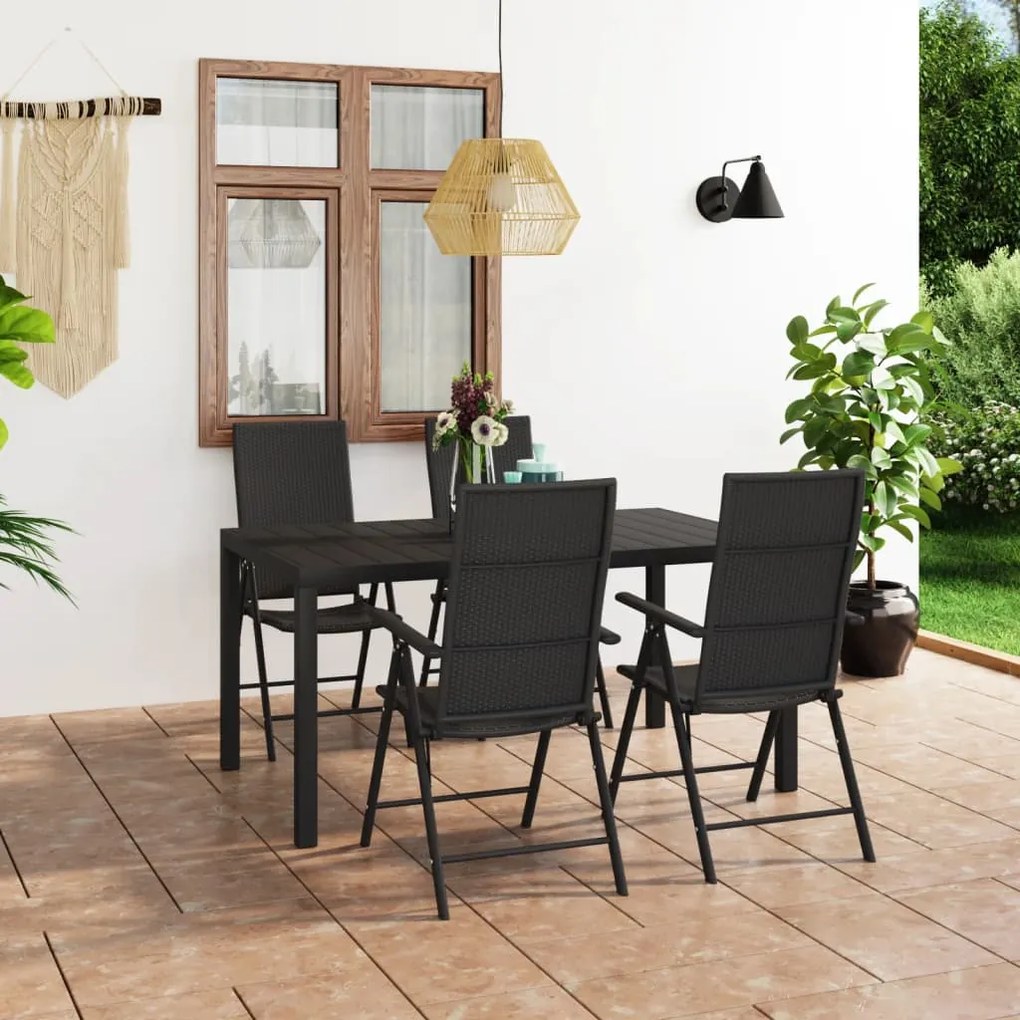 vidaXL 5 pcs conjunto de jantar para jardim preto