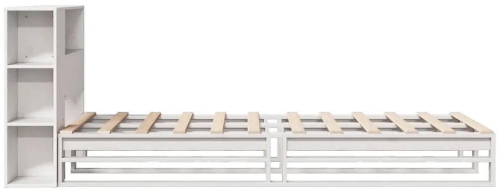 Cama com estante sem colchão 100x200 cm madeira maciça branco