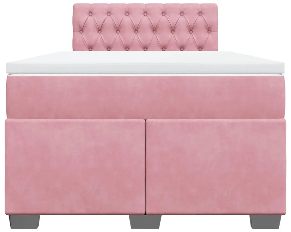 Cama boxspring com colchão 120x200 cm veludo rosa