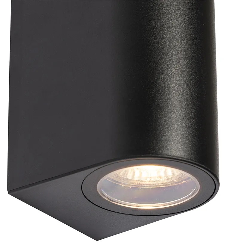 Candeeiro de parede exterior moderno em plástico preto oval 2 luzes - Baleno Moderno