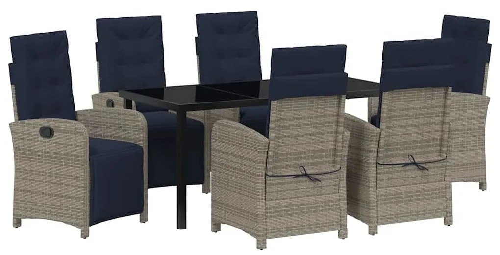 Conjunto de Jantar de Jardim com 7 Peças em Rattan Sintético Cinza