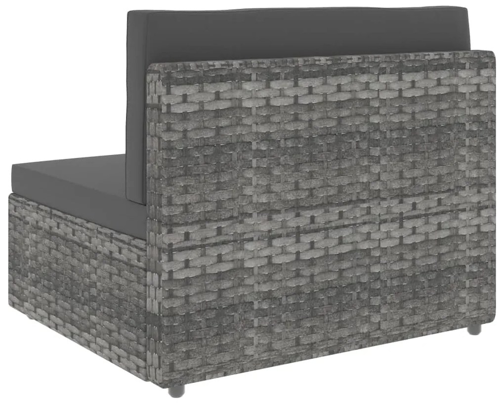 6 pcs conjunto lounge de jardim vime PE cinzento