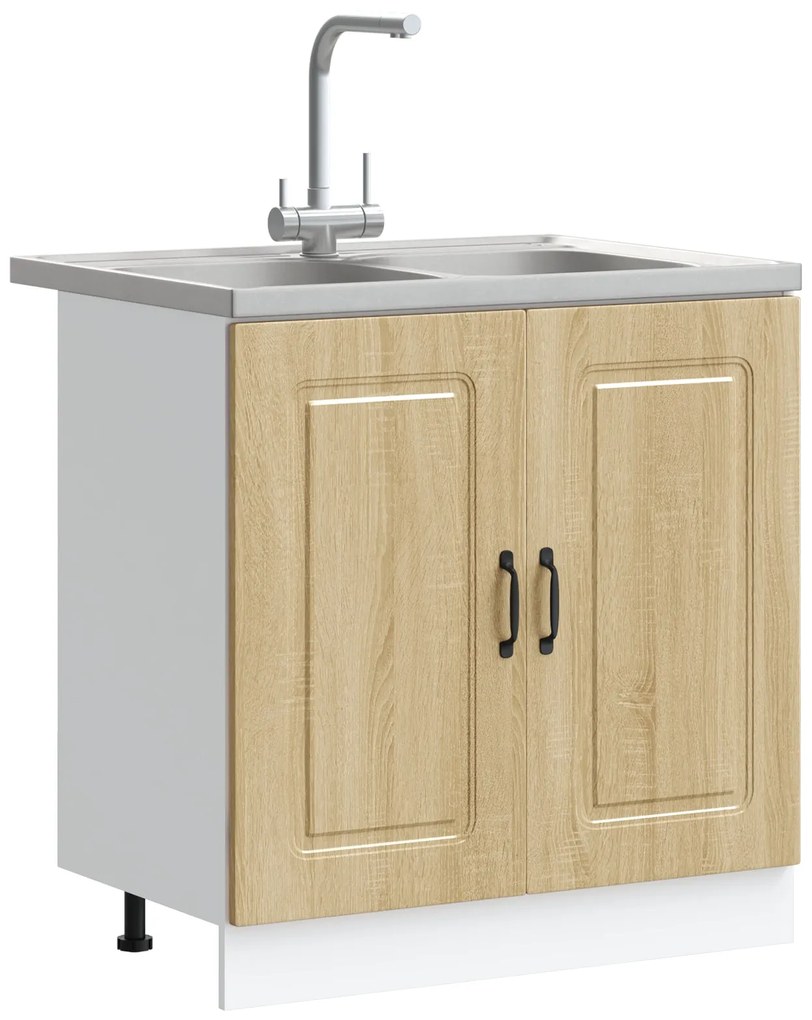 Gabinete de Cozinha vidaXL "Kalmar" com Duplas Pias em Carvalho Sonoma