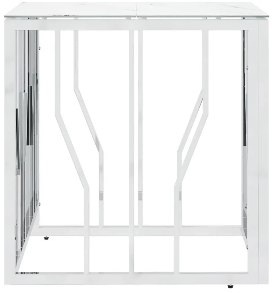 Mesa de centro 50x50x50 cm aço inoxidável e vidro prateado
