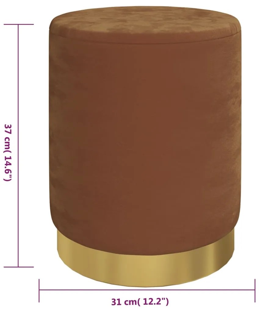 Banqueta com arrumação redonda veludo 31 x 37 cm castanho
