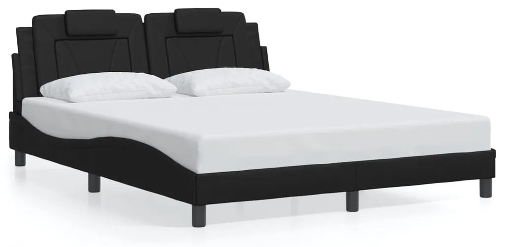 Estrutura de cama c/ luzes LED 160x200cm couro artificial preto