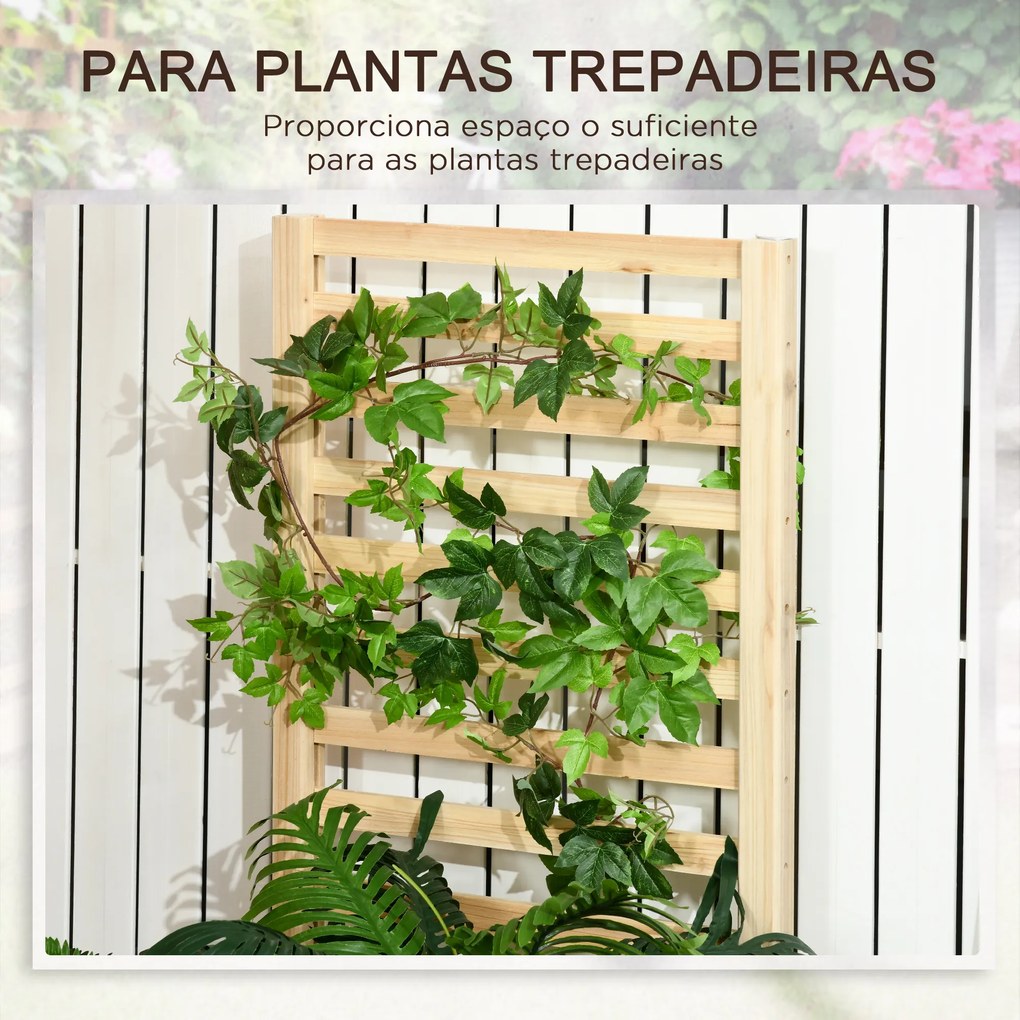 Floreira de Madeira com Treliça para Plantas Trepadeiras e 2 Caixas de Cultivo para Pátio Varanda 230x60x110 cm Madeira