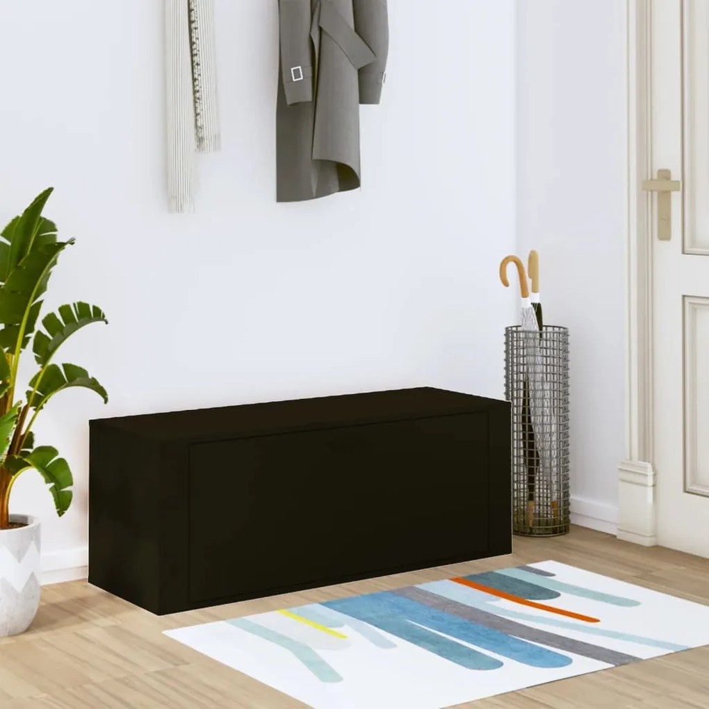 vidaXL Sapateira de parede 100x35x38 cm derivados de madeira preto