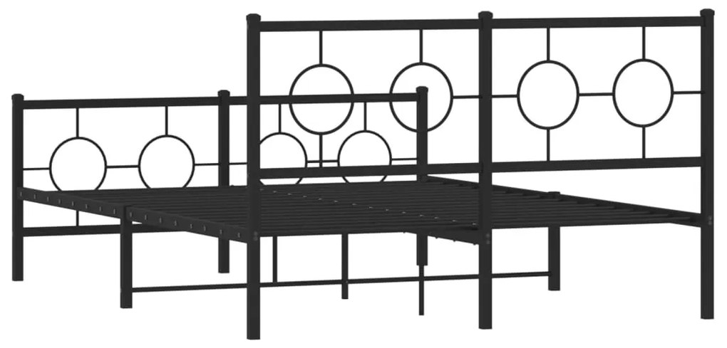 Estrutura de cama com cabeceira e pés 140x200 cm metal preto