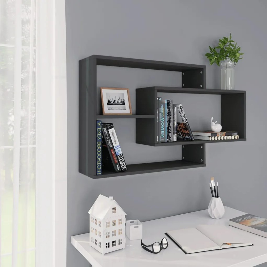 vidaXL Prateleiras de parede 104x20x58,5cm derivados madeira cinzento