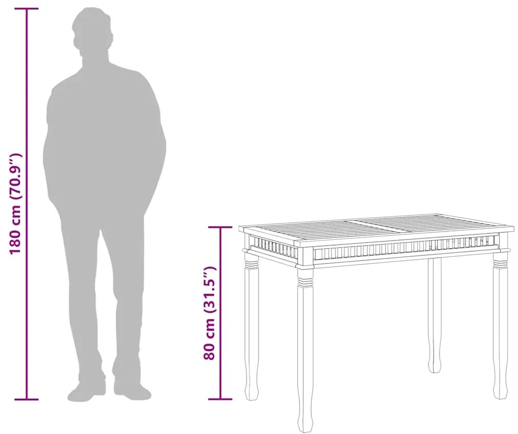 Mesa de jantar para jardim 110x65x80 cm madeira de teca maciça