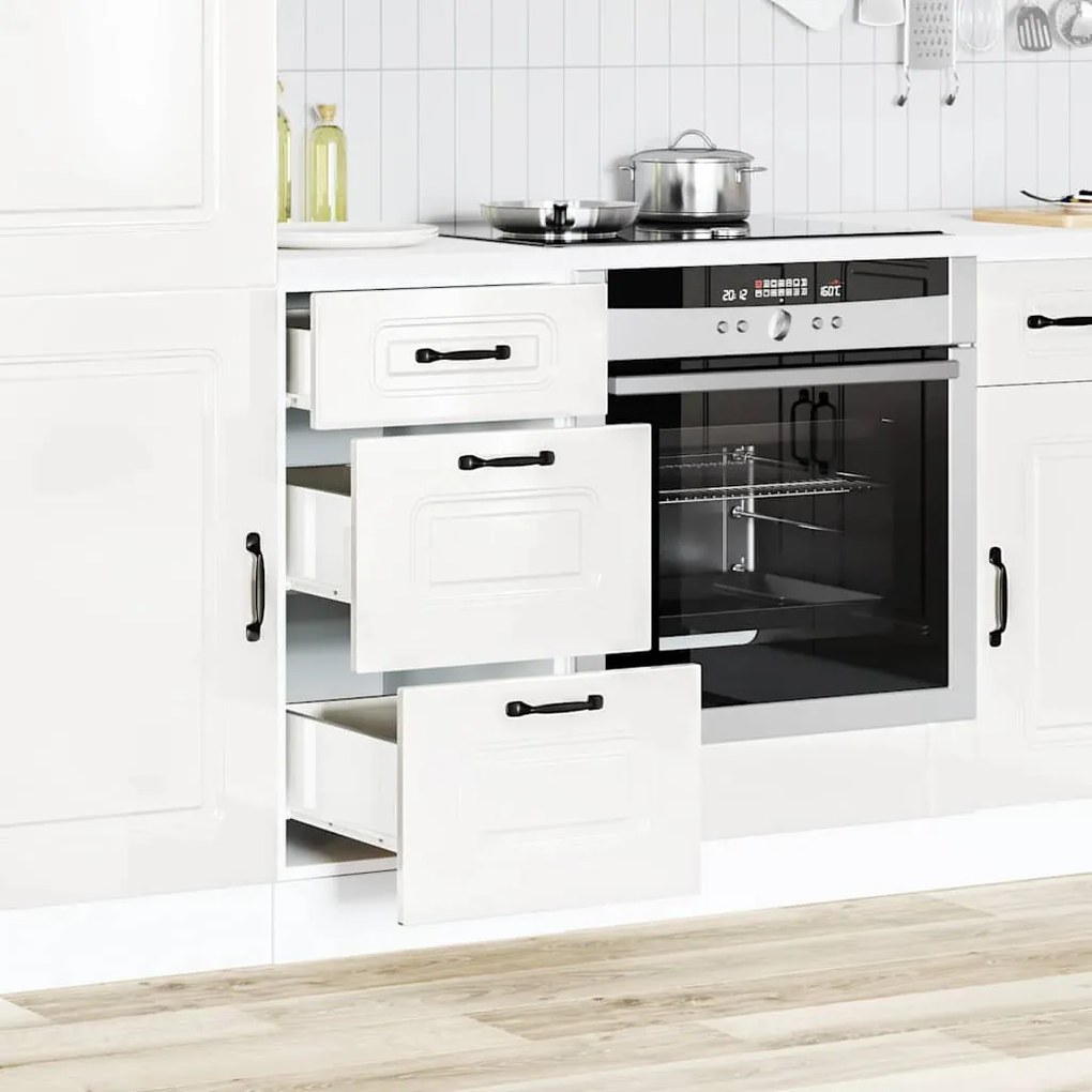Armário de cozinha baixo Kalmar branco alto brilho