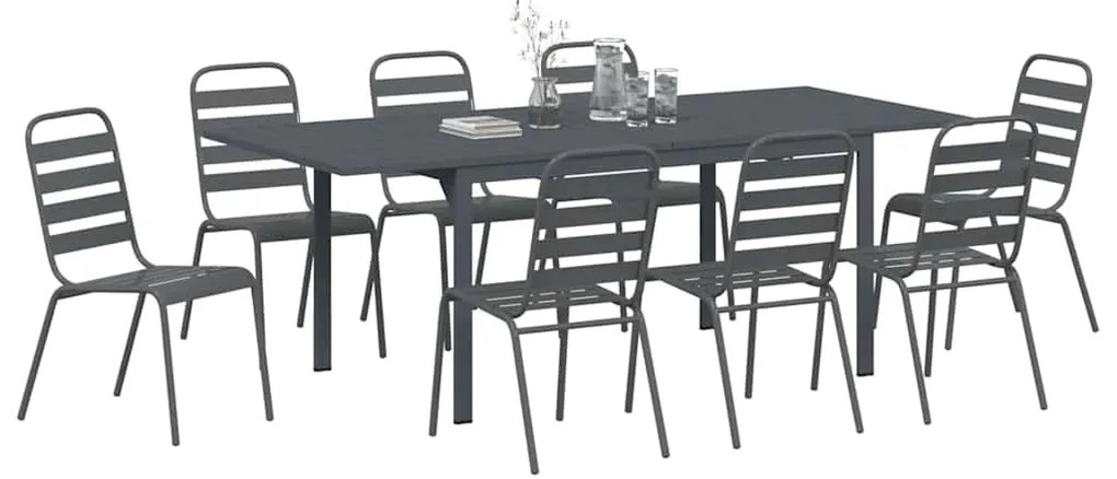 Conjunto de Jantar de 9 Peças Manual 9 pcs Cinza Escuro Largo