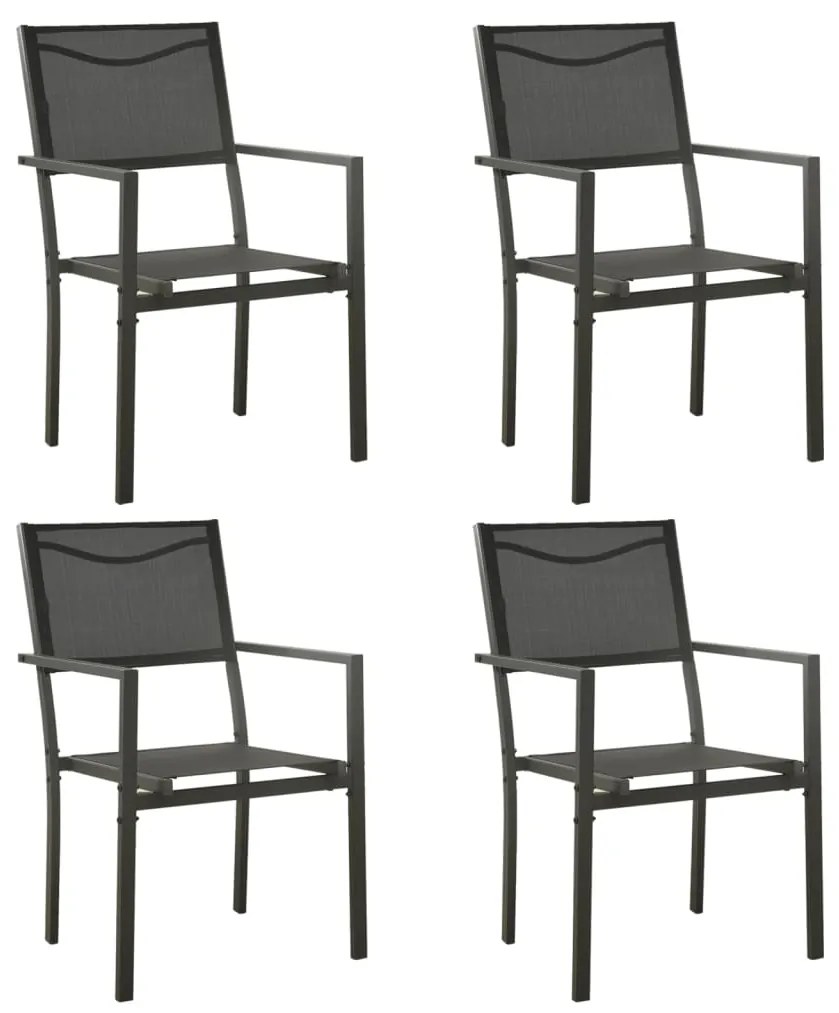 vidaXL Cadeiras de jardim 4 pcs textilene e aço preto/antracite